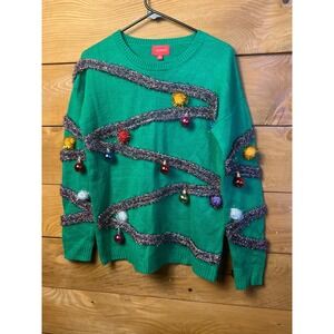 Joyland Women's Green Christmas Tree Ugly Sweater Holiday Medium M Festive
Bells